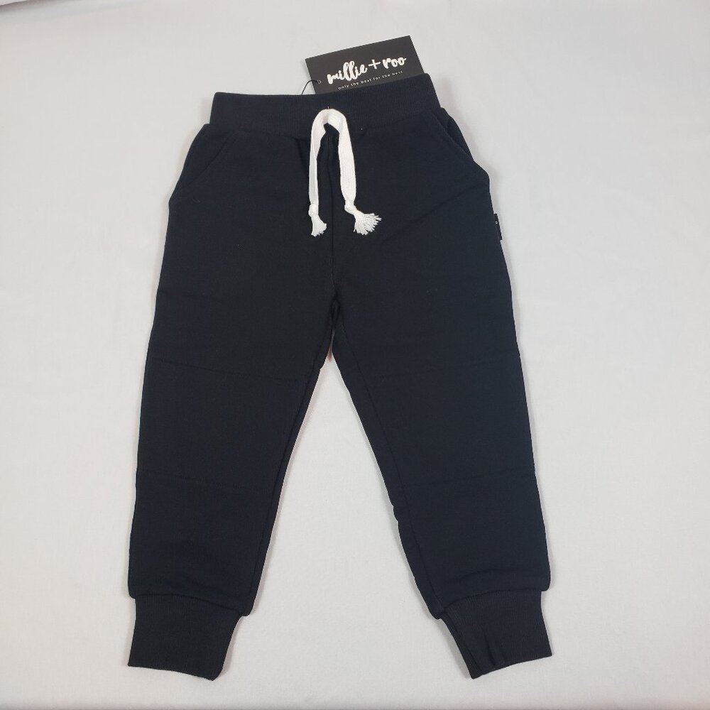Millie + Roo Bamboo French Terry Joggers 2T in Black